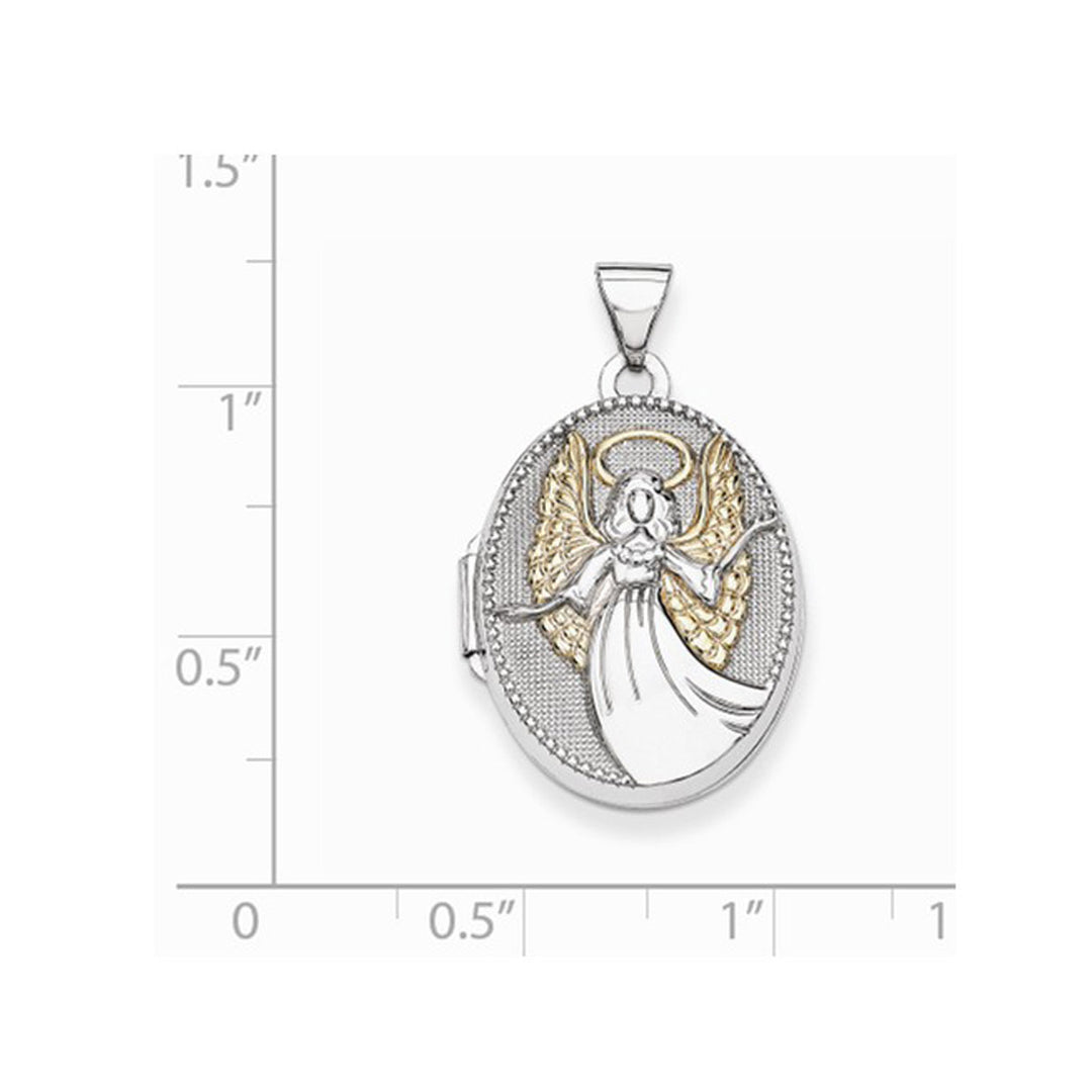 Oval Guardian Angel Locket in Sterling Silver Image 4