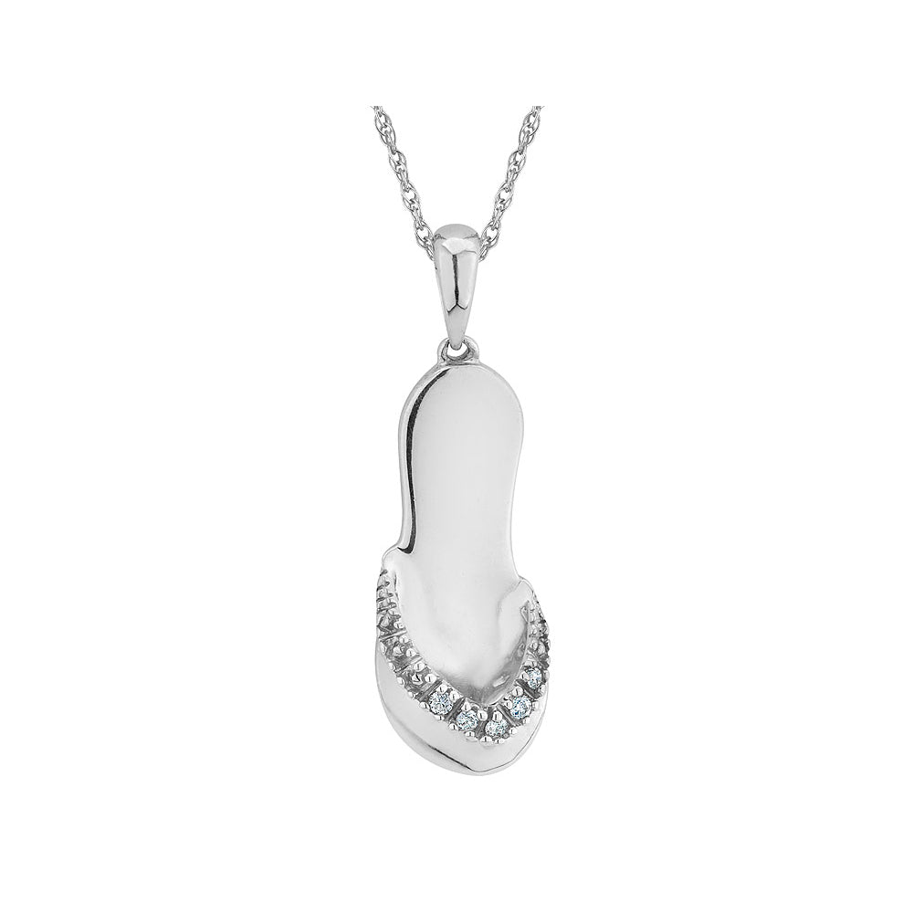 Diamond Sandal Pendant Necklace 1/20 Carat (ctw) in Sterling Silver with Chain Image 1