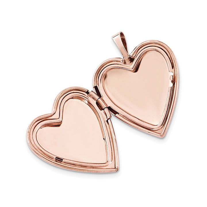 Swirl Heart Locket Pendant Necklace in Sterling Silver with Rose Gold Plating Image 2