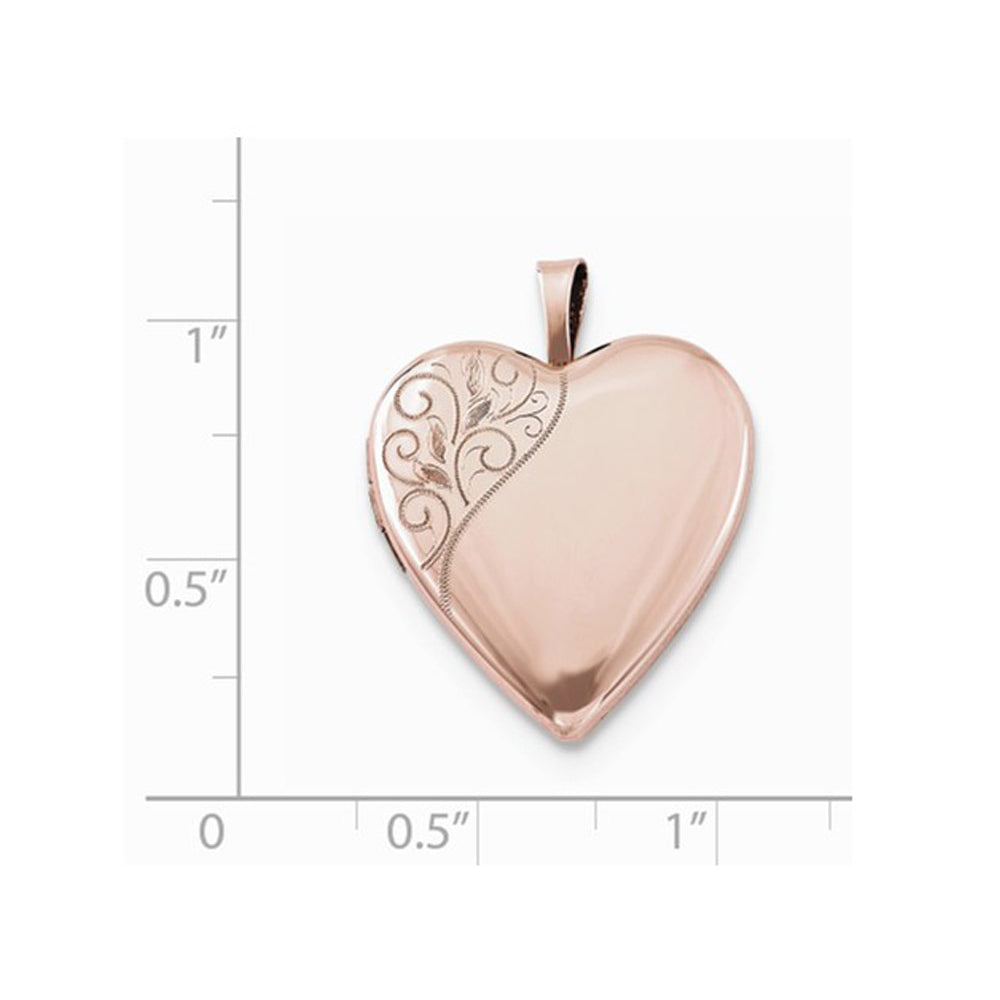 Swirl Heart Locket Pendant Necklace in Sterling Silver with Rose Gold Plating Image 3