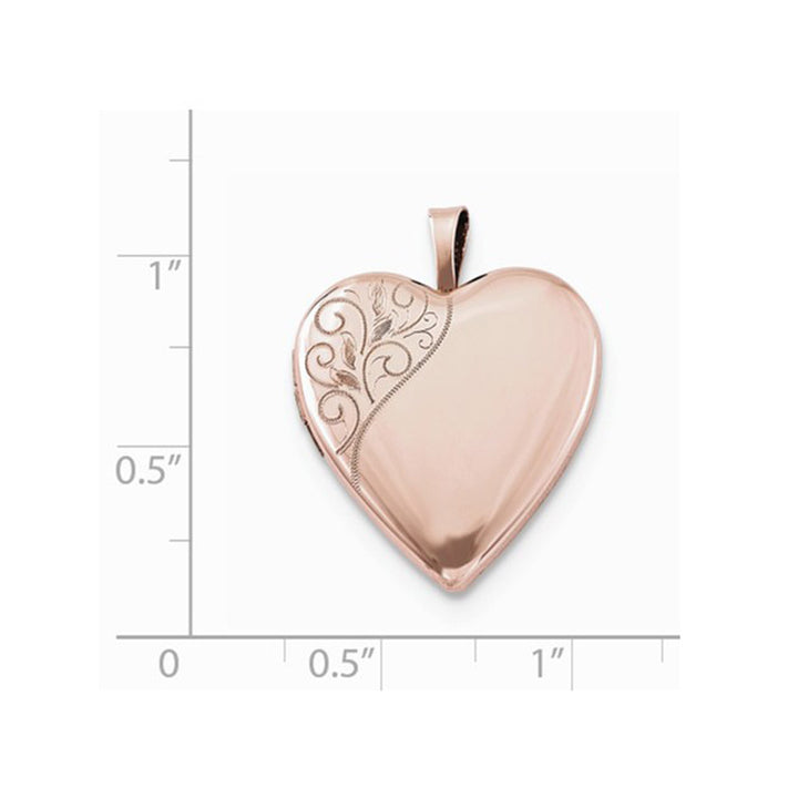 Swirl Heart Locket Pendant Necklace in Sterling Silver with Rose Gold Plating Image 3