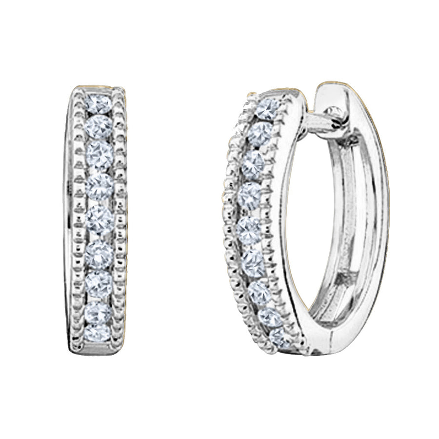 1/4 Carat (ctw I2-I3) Diamond Hoop Earrings in 10K White Gold Image 1