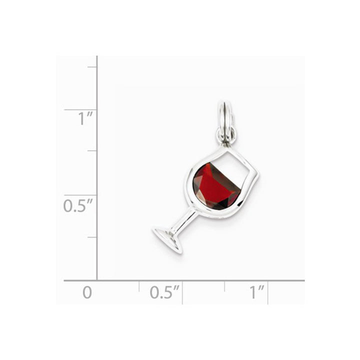 Synthetic Red Cubic Zirconia (CZ) Wine Glass Charm Pendant Necklace in Sterling Silver Image 2