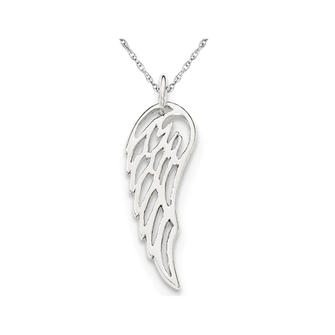 Sterling Silver Angel Wing Pendant Necklace with Chain Image 1