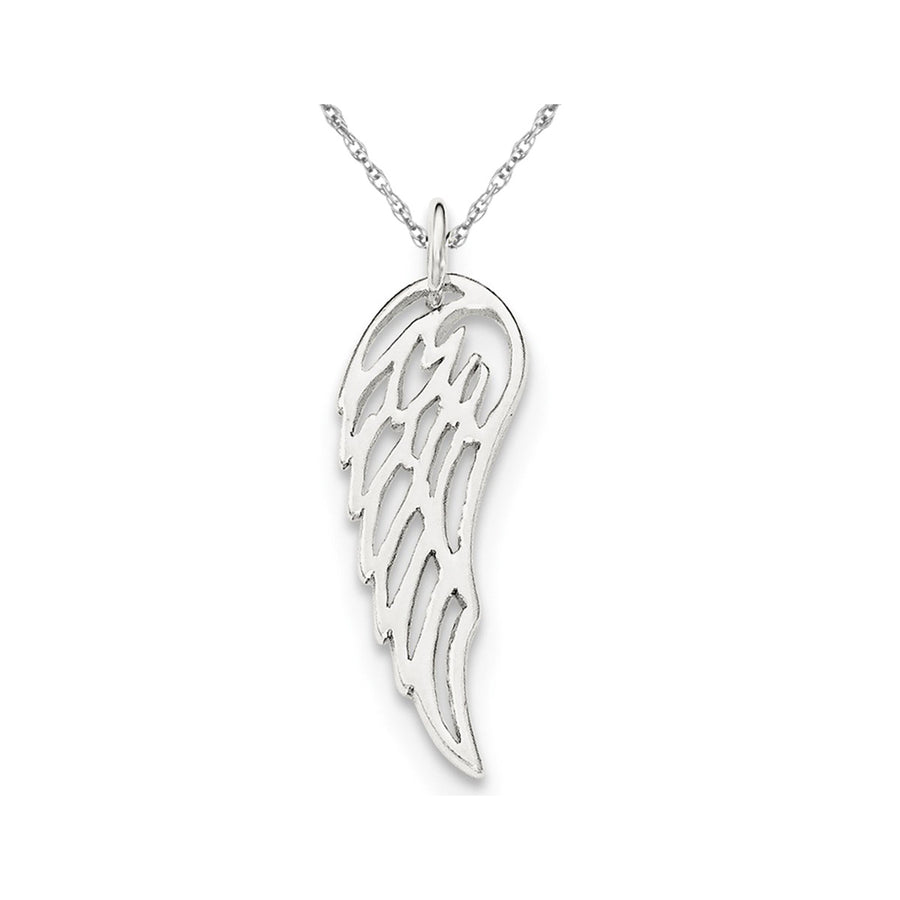 Sterling Silver Angel Wing Pendant Necklace with Chain Image 1