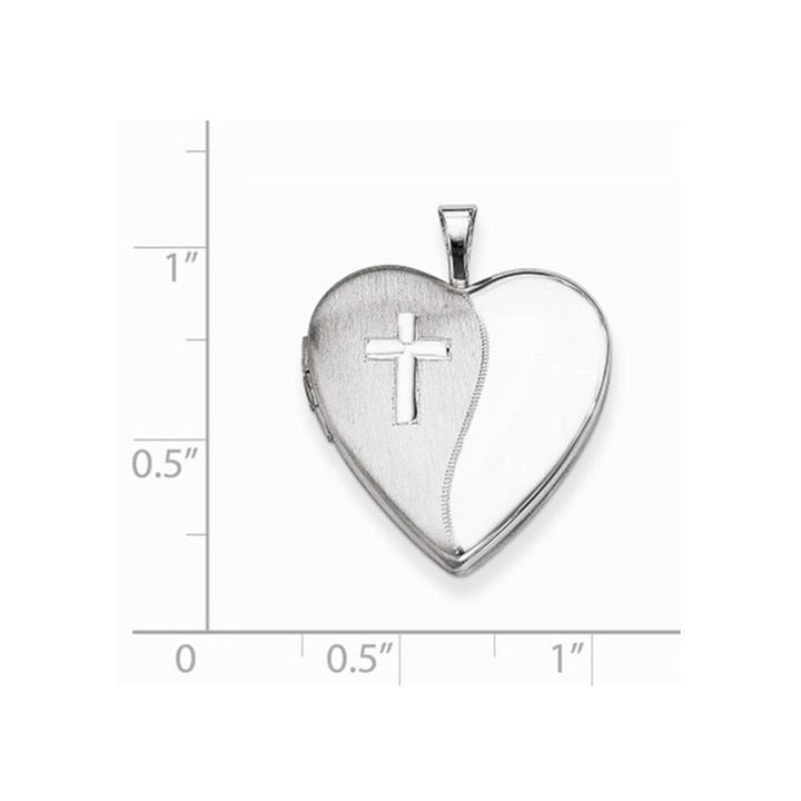 Sterling Silver Cross Heart Shaped Locket Pendant Necklace in Image 3