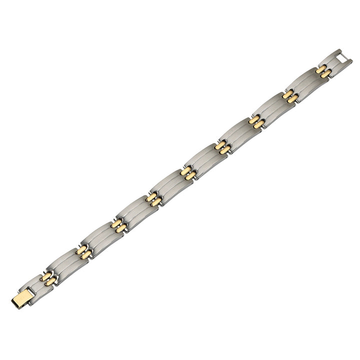 Mens Stainless Steel Bracelet with 24K Gold Plating (8.75 Inch) Image 2