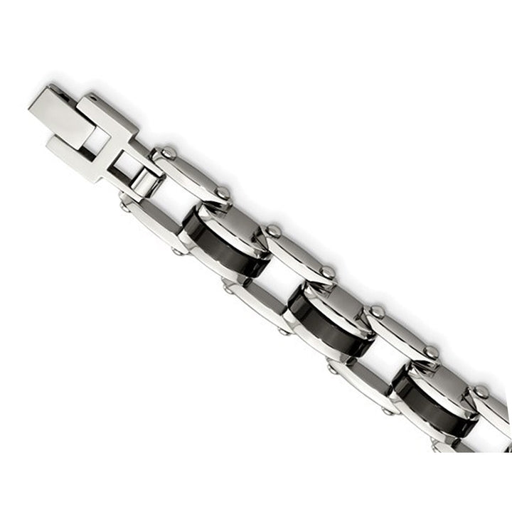 Mens Black Plated Bracelet in Stainless Steel 8.50 Inches Image 4