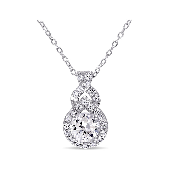 1 4/5 Carat (ctw) Lab-Created Synthetic White Sapphire Pendant Necklace in Sterling Silver Image 1