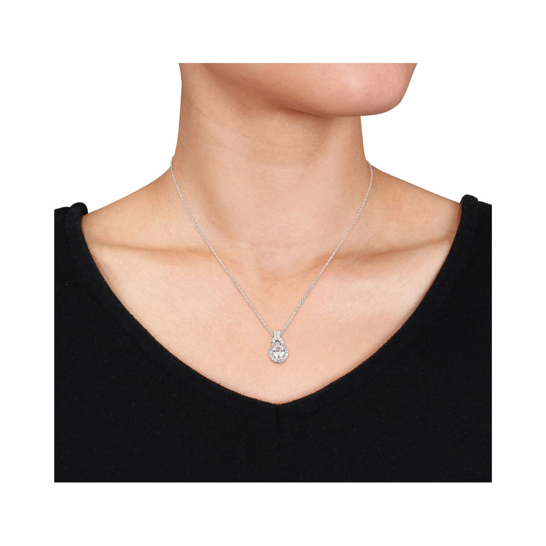 1 4/5 Carat (ctw) Lab-Created Synthetic White Sapphire Pendant Necklace in Sterling Silver Image 2