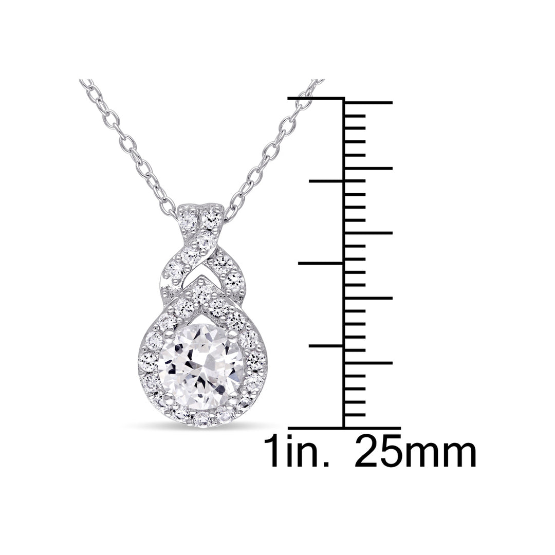1 4/5 Carat (ctw) Lab-Created Synthetic White Sapphire Pendant Necklace in Sterling Silver Image 3