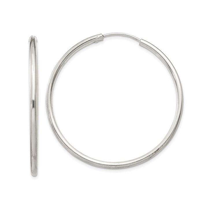 Large Hoop Earrings in Sterling Silver 1 1/2 Inch (2.0mm) Image 1