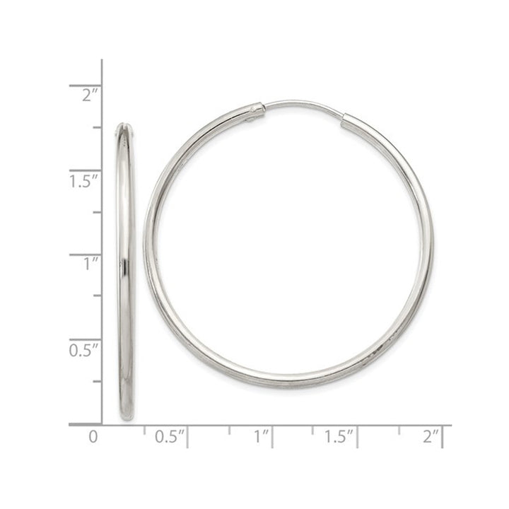 Large Hoop Earrings in Sterling Silver 1 1/2 Inch (2.0mm) Image 3