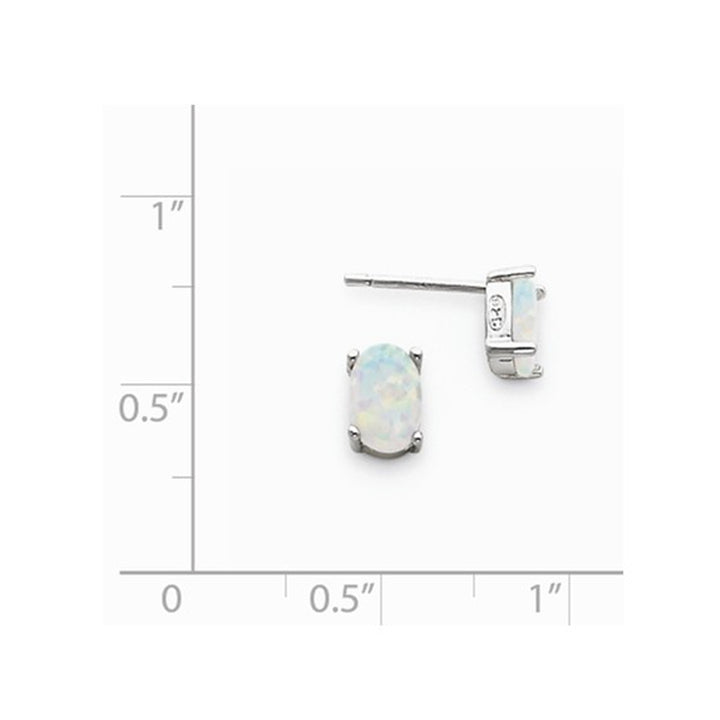 Created Synthetic Opal Stud Earrings in Sterling Silver Image 2