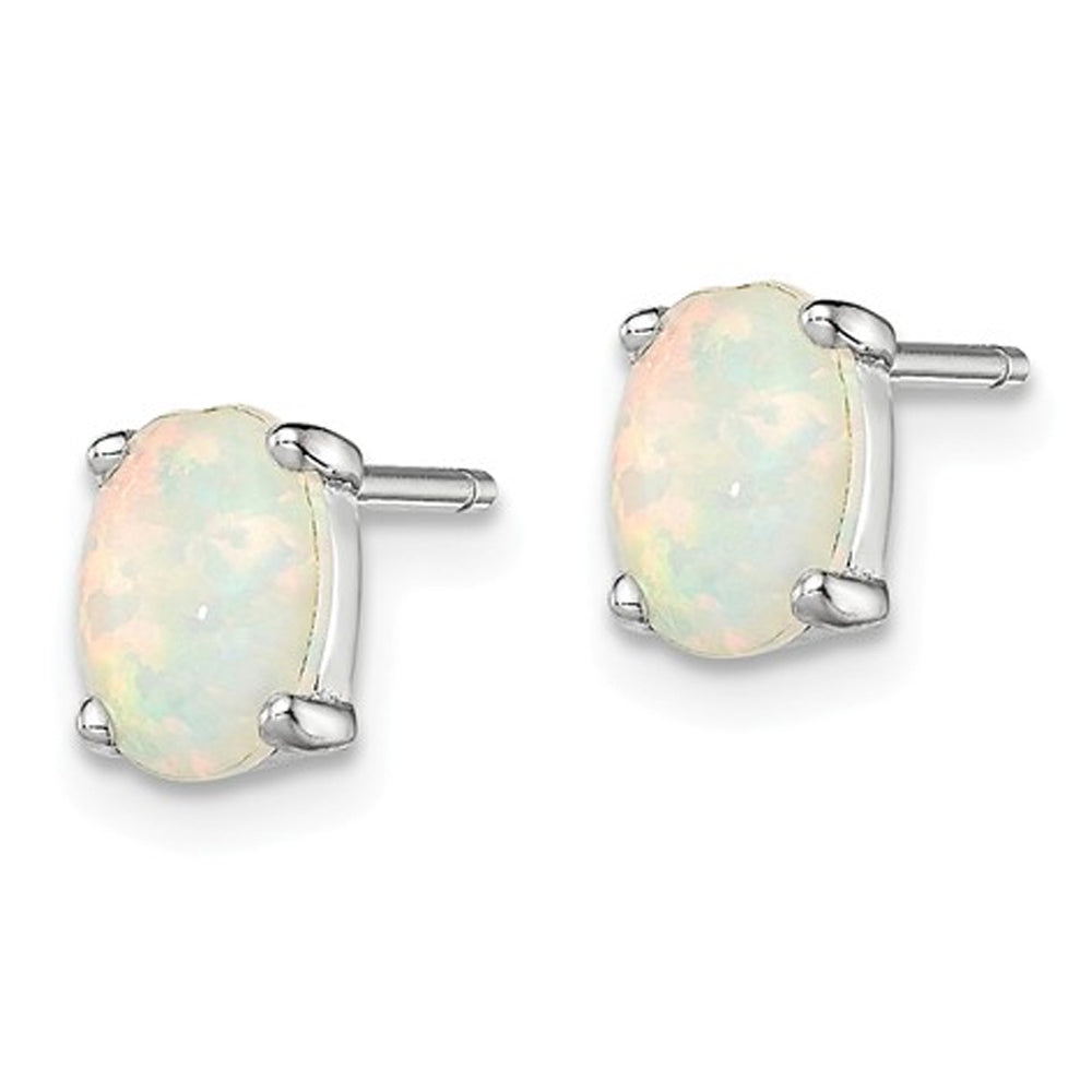 Created Synthetic Opal Stud Earrings in Sterling Silver Image 3