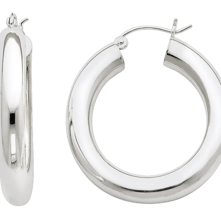 Small Hoop Earrings in Sterling Silver 1 1/4 Inch (5.0mm) Image 1