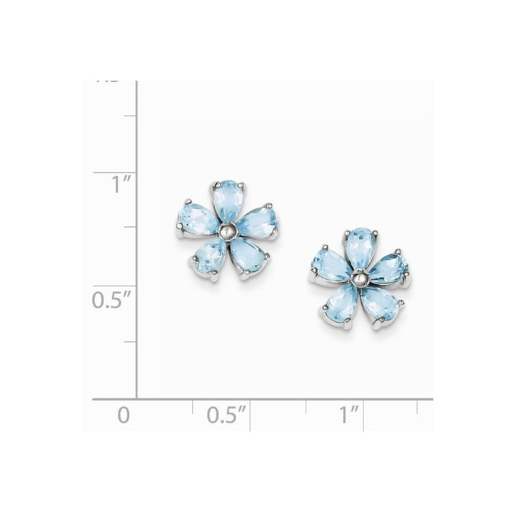 Blue Topaz Flower Earrings in Sterling Silver Image 2