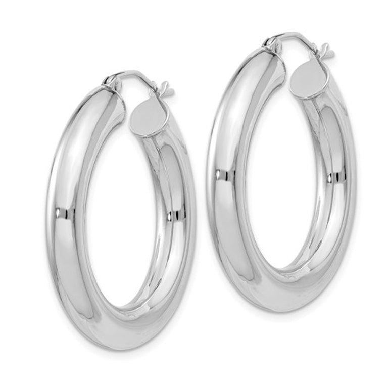 Small Hoop Earrings in Sterling Silver 1 1/4 Inch (5.0mm) Image 2