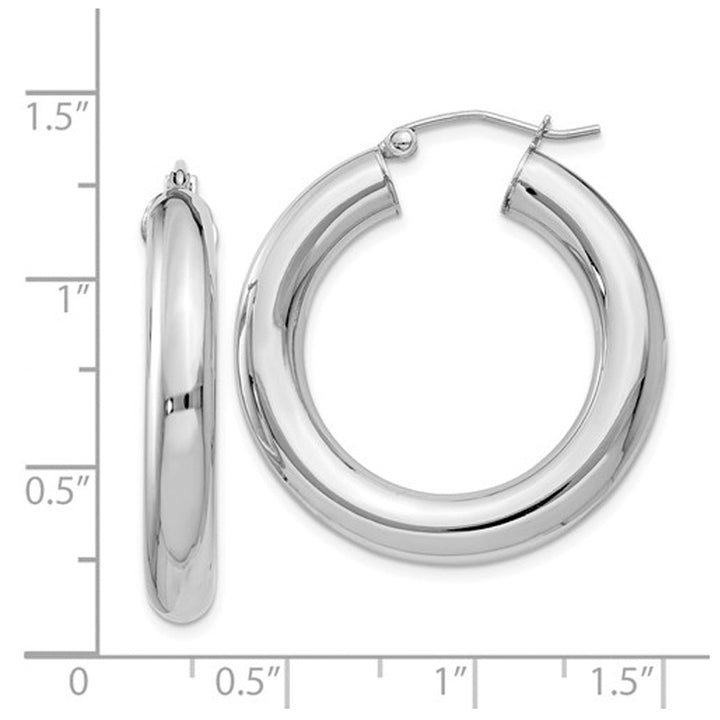 Small Hoop Earrings in Sterling Silver 1 1/4 Inch (5.0mm) Image 3