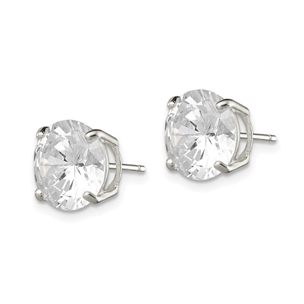 10mm Cubic Zirconia (CZ) (CZ) Stud Earrings 8.00 Carat (ctw) in Sterling Silver Image 4