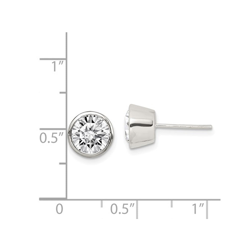 7mm Cubic Zirconia (CZ) (CZ) Solitaire Stud Earrings 2.50 Carat (ctw) in Sterling Silver Image 4