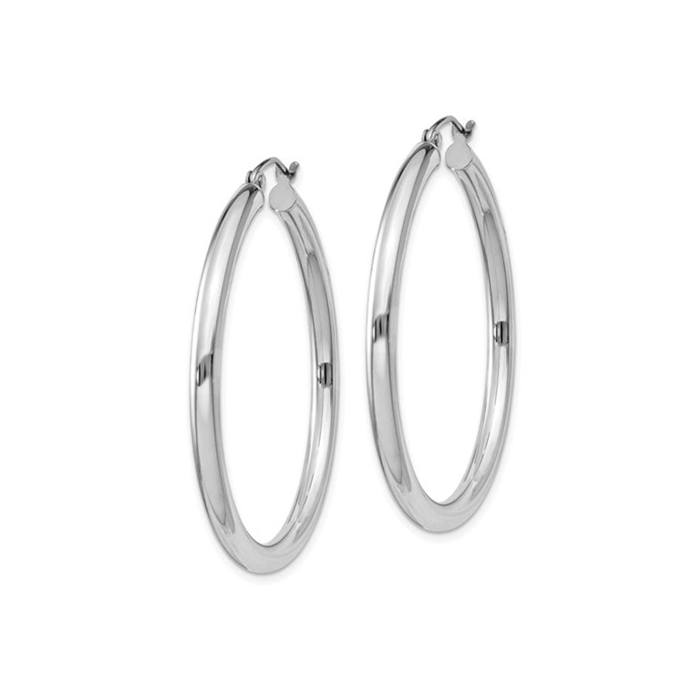 Sterling Silver Medium Hoop Earrings 1 1/2 Inch (3.0mm) Image 2