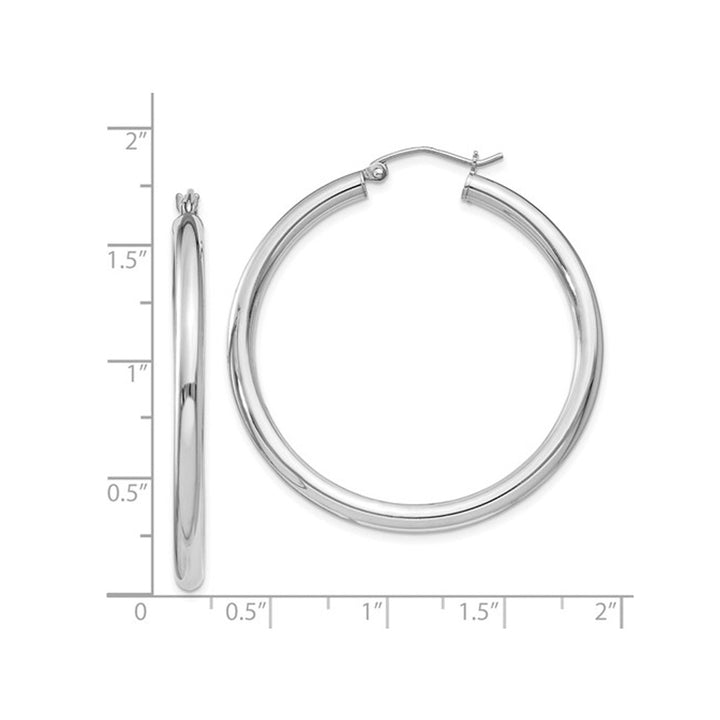 Sterling Silver Medium Hoop Earrings 1 1/2 Inch (3.0mm) Image 3