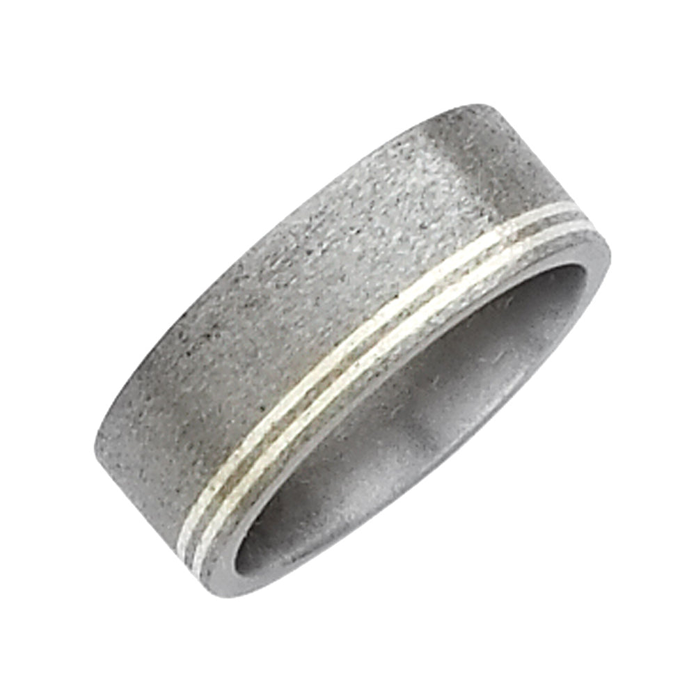 Mens 8mm Titanium Wedding Band with Sterling Silver Inlay Image 1