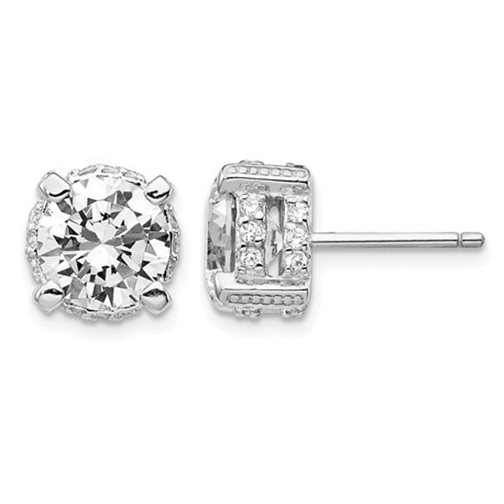 Synthetic Cubic Zirconia (CZ) (CZ) Solitaire Earrings in Sterling Silver (8mm) Image 1