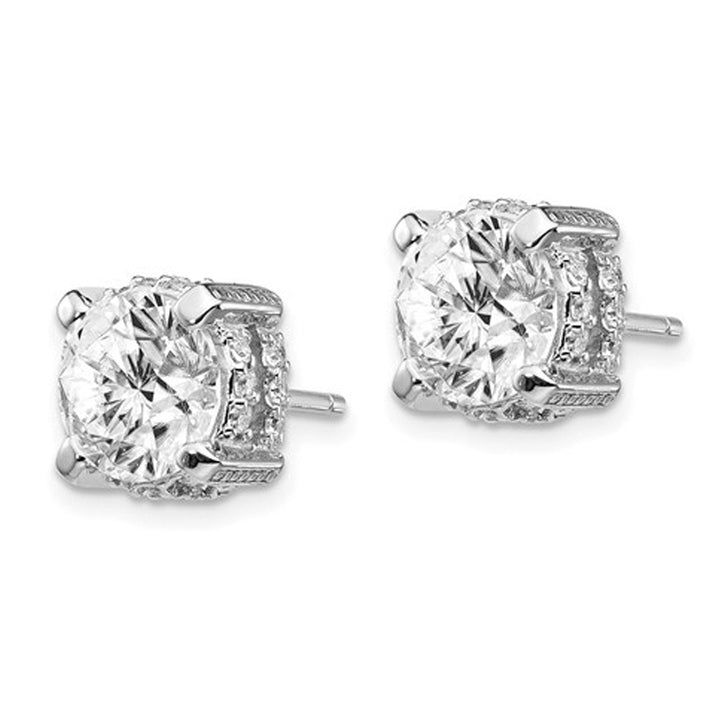 Synthetic Cubic Zirconia (CZ) (CZ) Solitaire Earrings in Sterling Silver (8mm) Image 3