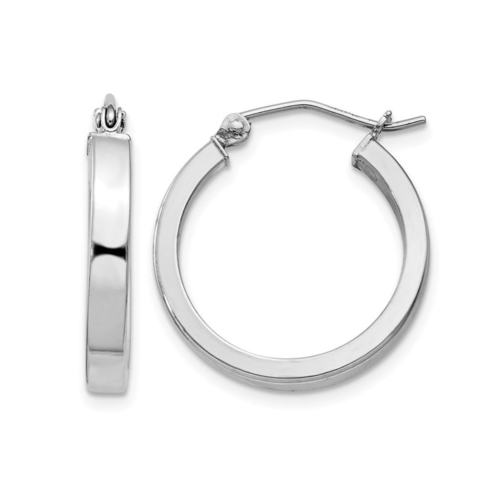 Small Diamond Cut Hoop Earrings in Sterling Silver 3/4 Inch (3.0mm) Image 1