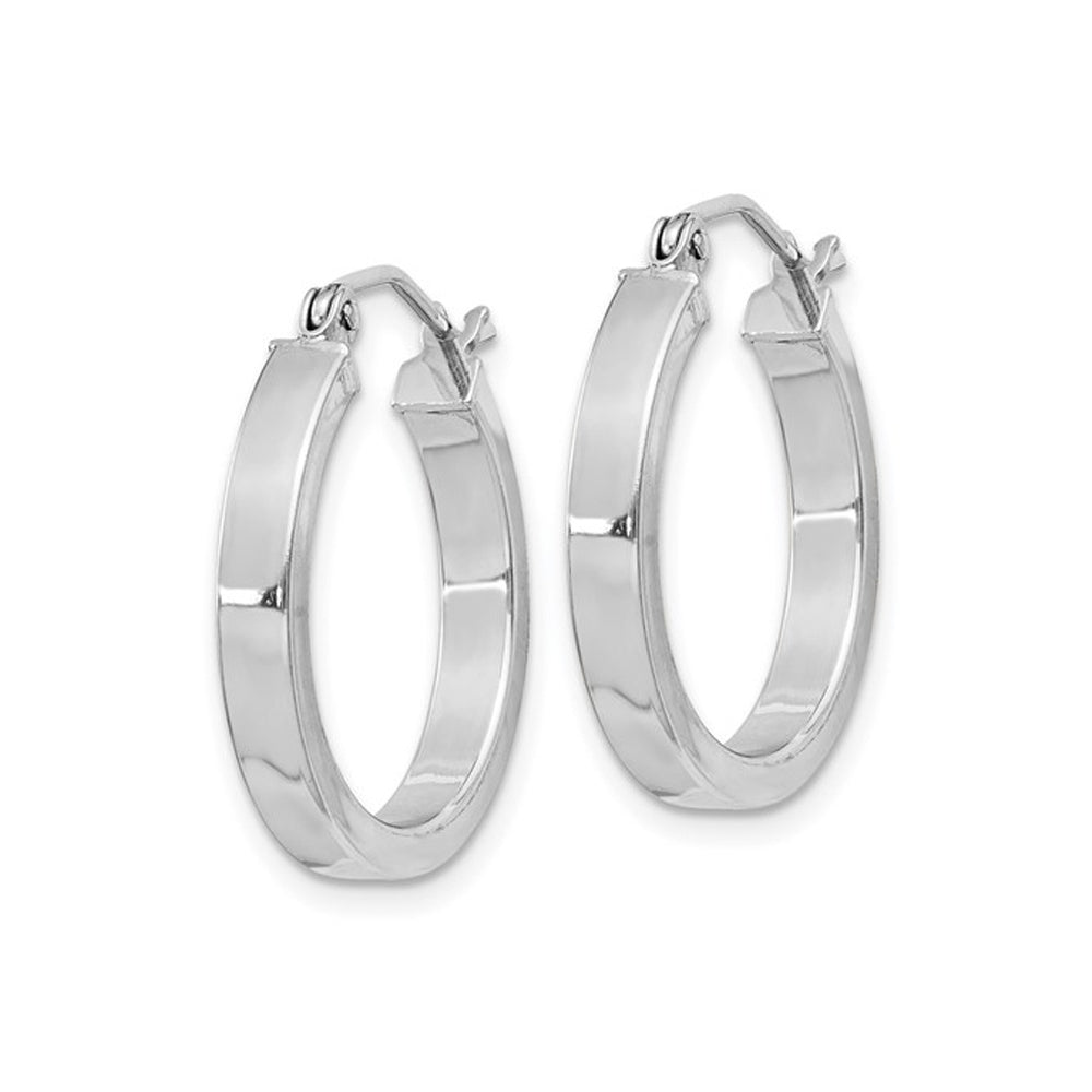 Small Diamond Cut Hoop Earrings in Sterling Silver 3/4 Inch (3.0mm) Image 2