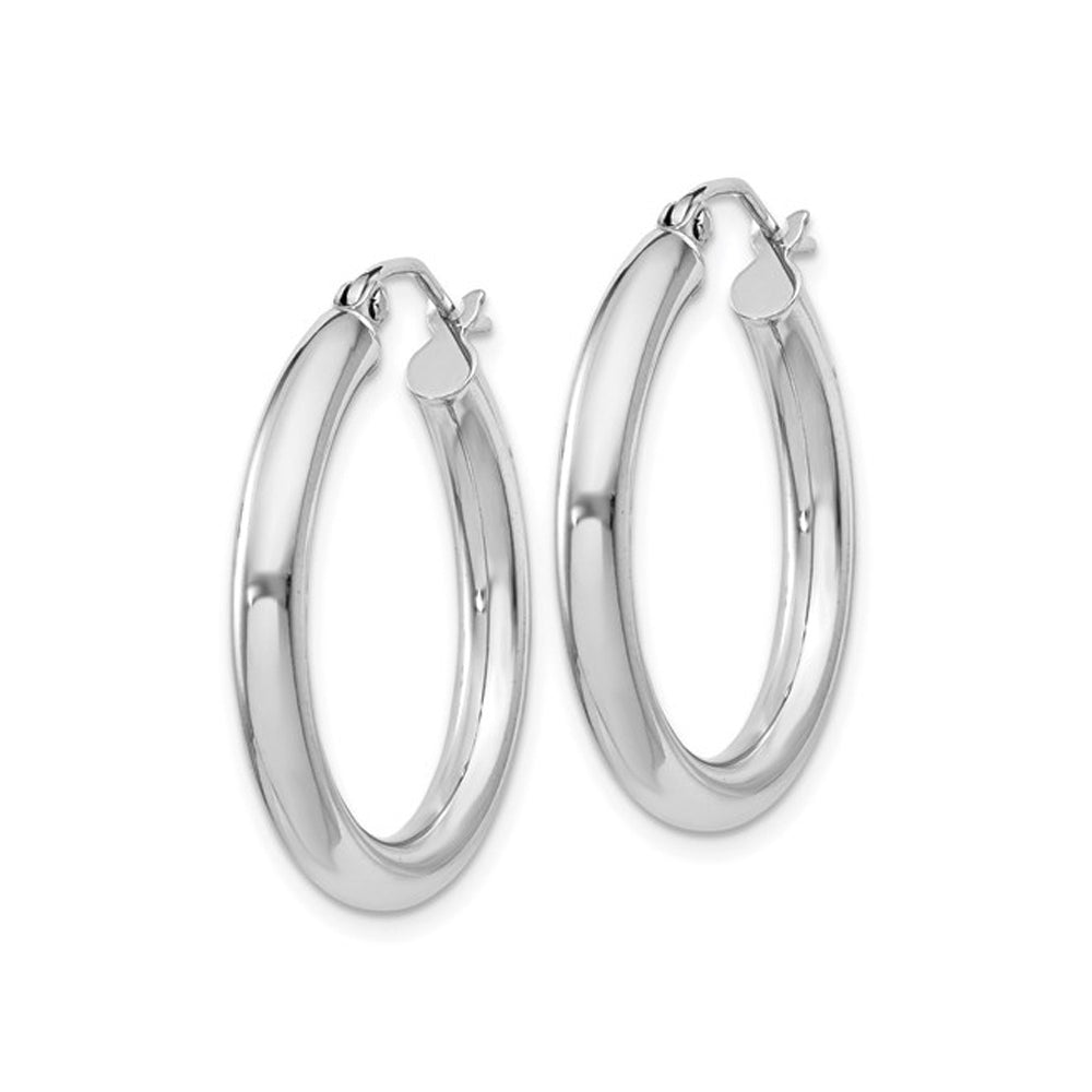 Small Hoop Earrings in Sterling Silver 1.00 Inch (3.0mm thick) Image 2