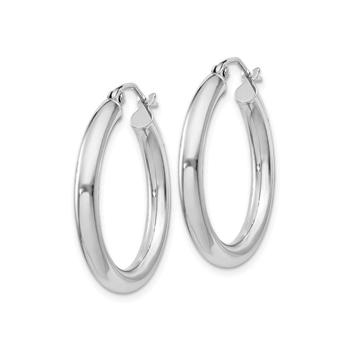 Small Hoop Earrings in Sterling Silver 1.00 Inch (3.0mm thick) Image 2