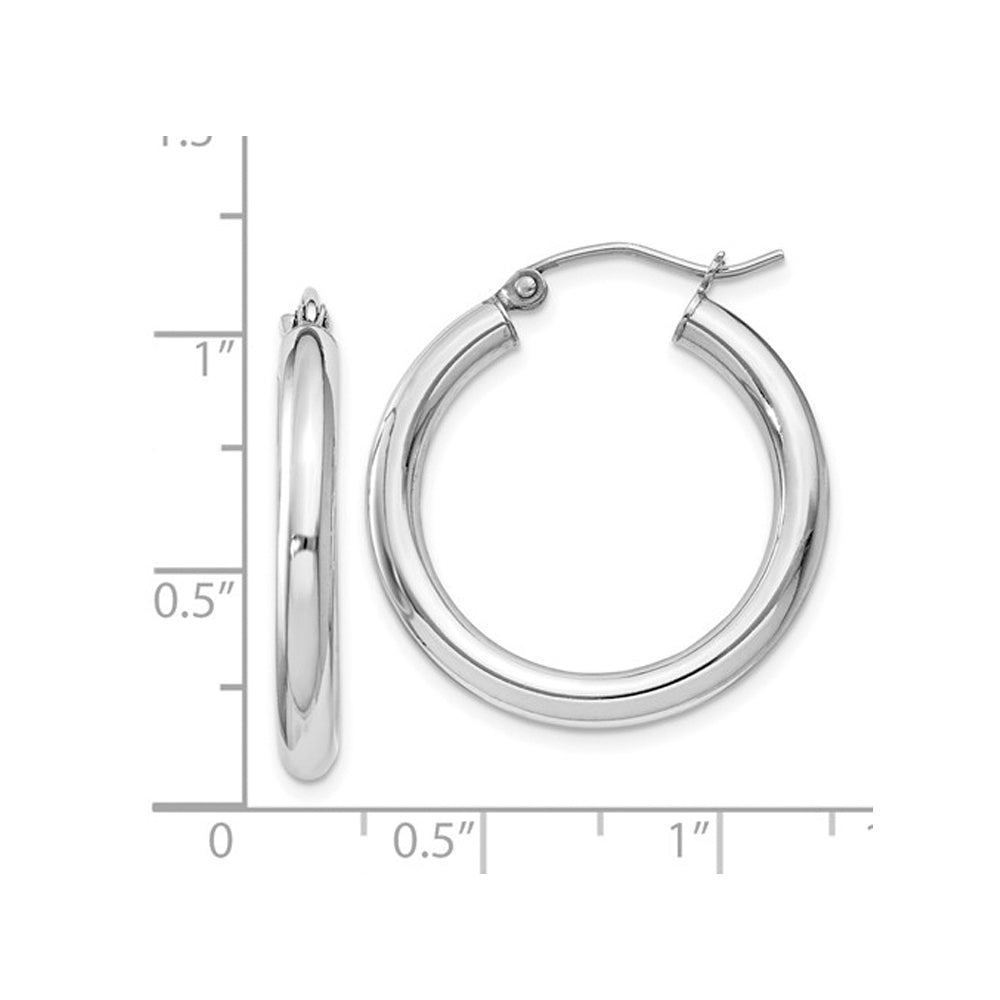 Small Hoop Earrings in Sterling Silver 1.00 Inch (3.0mm thick) Image 3