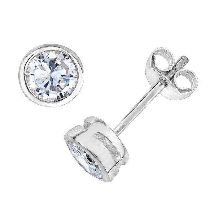 5mm Cubic Zirconia (CZ) (cz) Solitaire Earrings in Sterling Silver Image 2