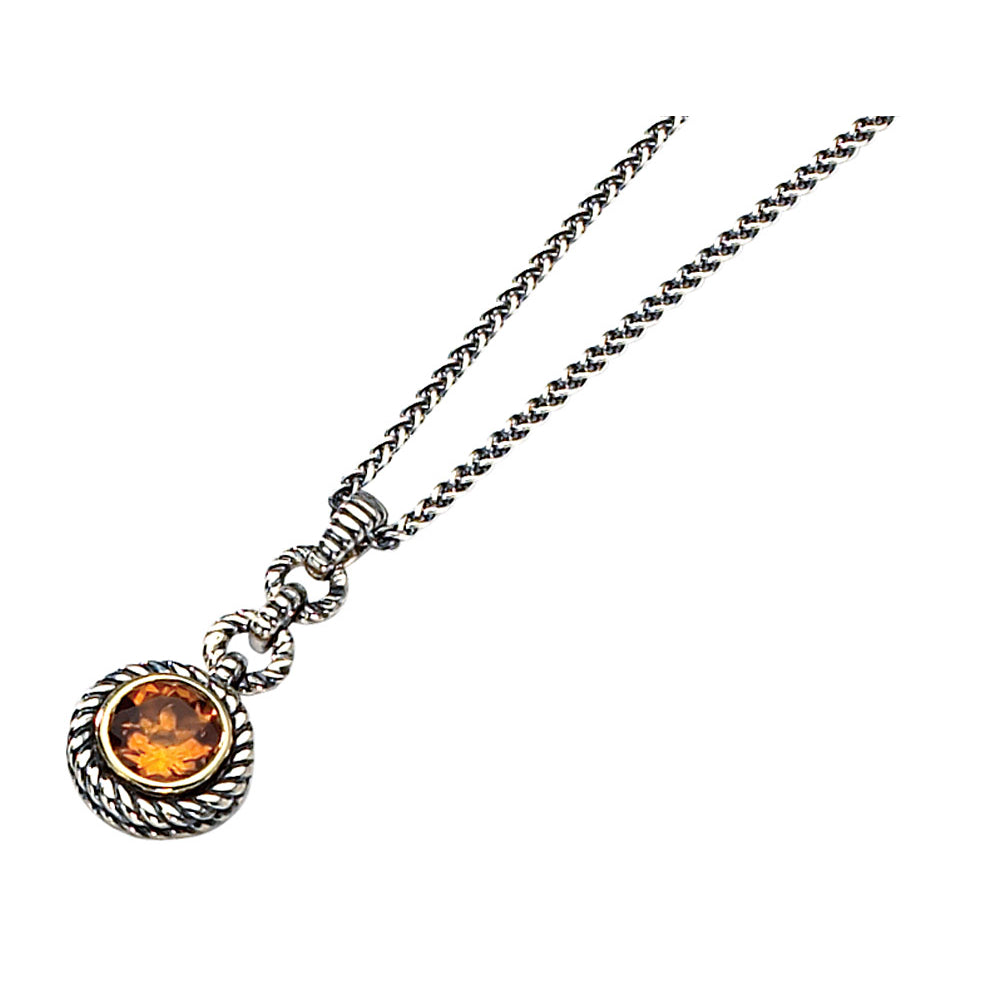 Natural Citrine Drop Pendant Necklace 2.00 Carat (ctw) in Sterling Silver with 14K Gold Accents Image 2