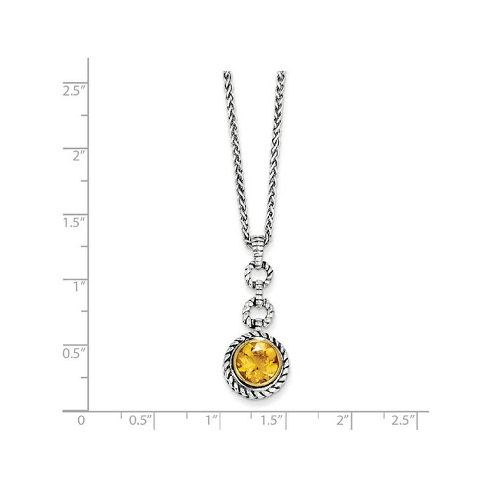 Natural Citrine Drop Pendant Necklace 2.00 Carat (ctw) in Sterling Silver with 14K Gold Accents Image 3