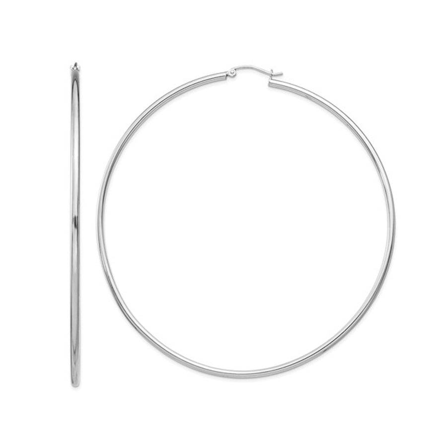 Jumbo Hoop Earrings in Sterling Silver 3 1/4 Inch (2.0mm) Image 1