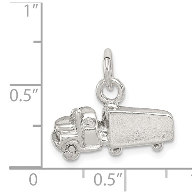 Semi-Trailer Truck Charm Pendant Necklace in Sterling Silver with Chain Image 2