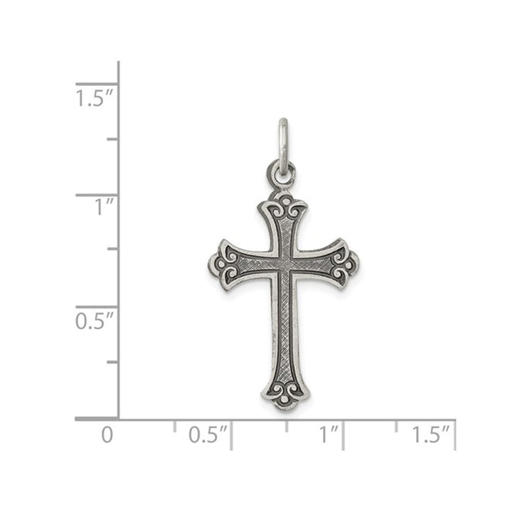 Sterling Silver Antiqued Cross Pendant Necklace with Chain Image 3