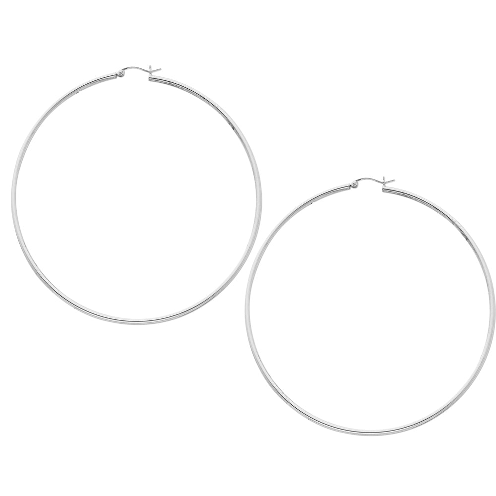 Jumbo Hoop Earrings in Sterling Silver 3 1/4 Inch (2.0mm) Image 2