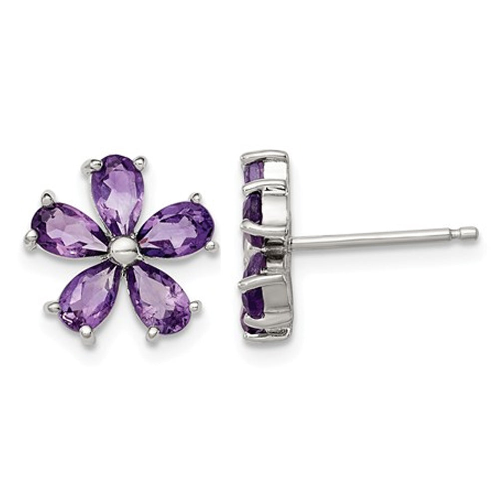 Amethyst Flower Earrings in Sterling Silver Image 1