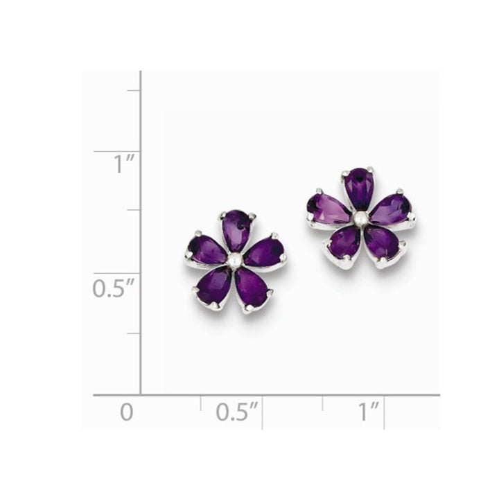 Amethyst Flower Earrings in Sterling Silver Image 3