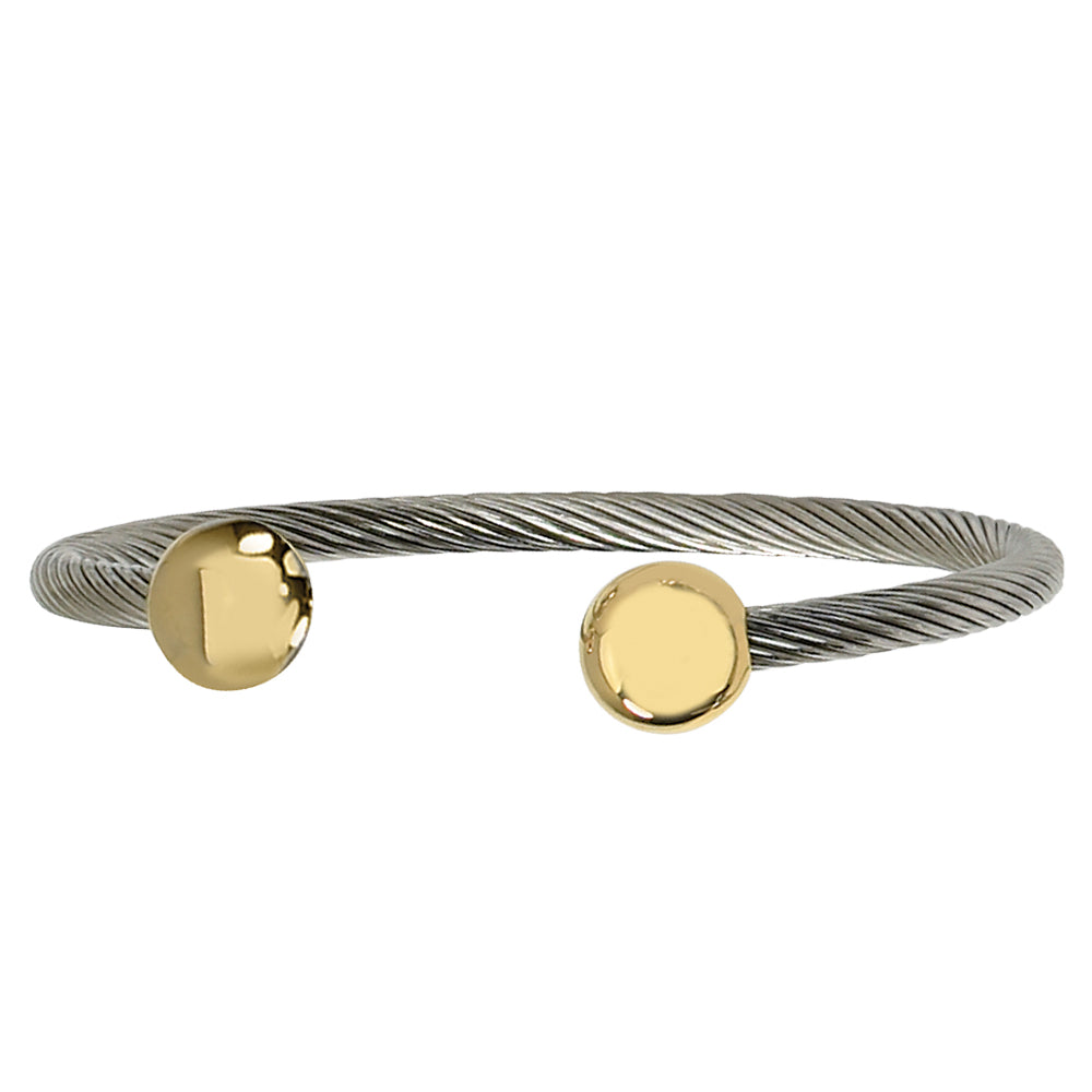 Cuff Bangle in Stainless Steel with Gold Plating Image 1