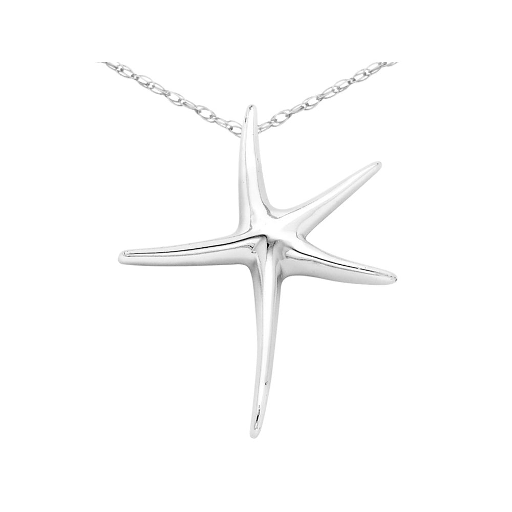 Sterling Silver Starfish Charm Pendant Necklace with Chain Image 1