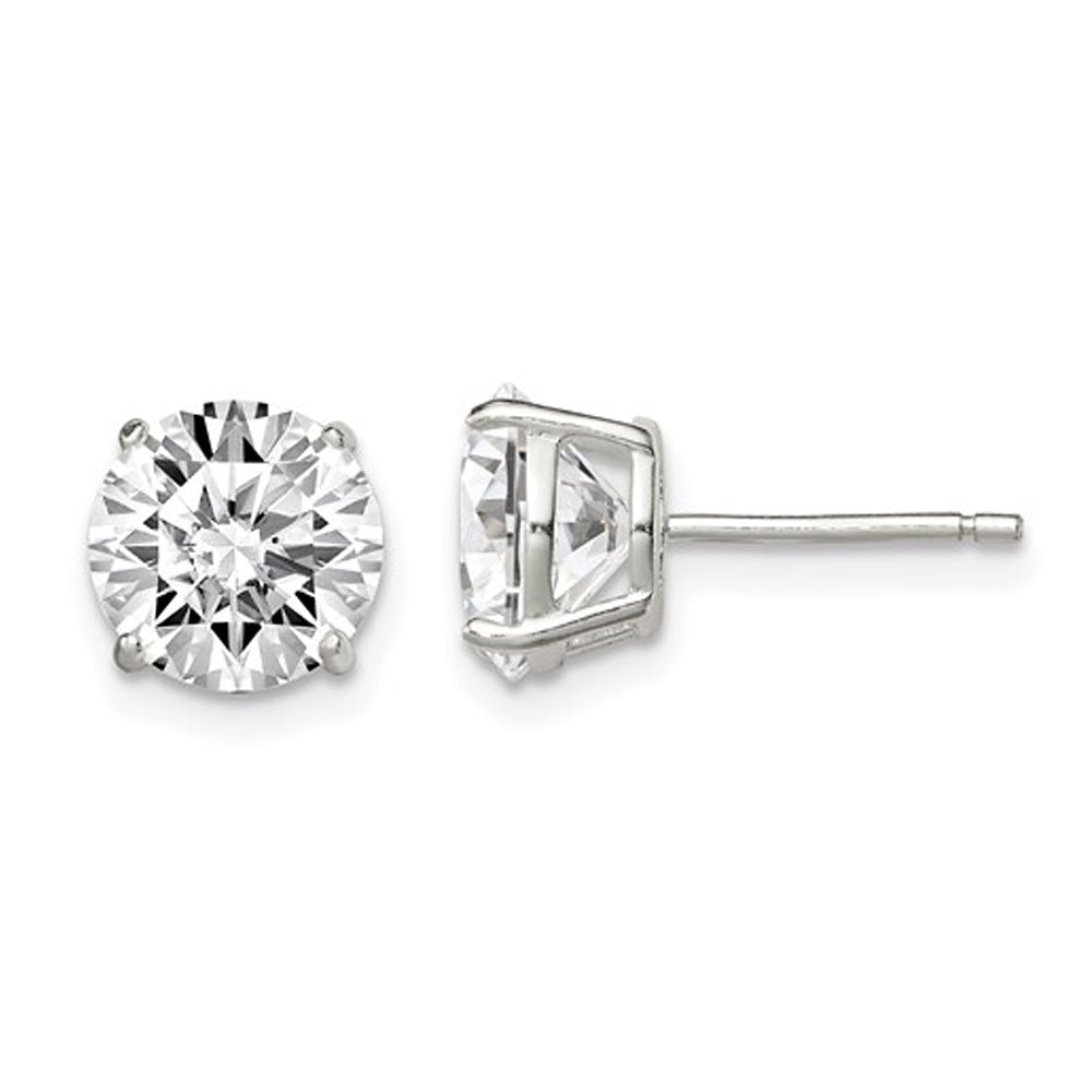 4.00 Carat (ctw) Cubic Zirconia (CZ) (CZ) Solitaire Stud Earrings in Sterling Silver Image 1