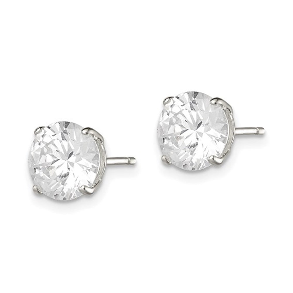 4.00 Carat (ctw) Cubic Zirconia (CZ) (CZ) Solitaire Stud Earrings in Sterling Silver Image 2