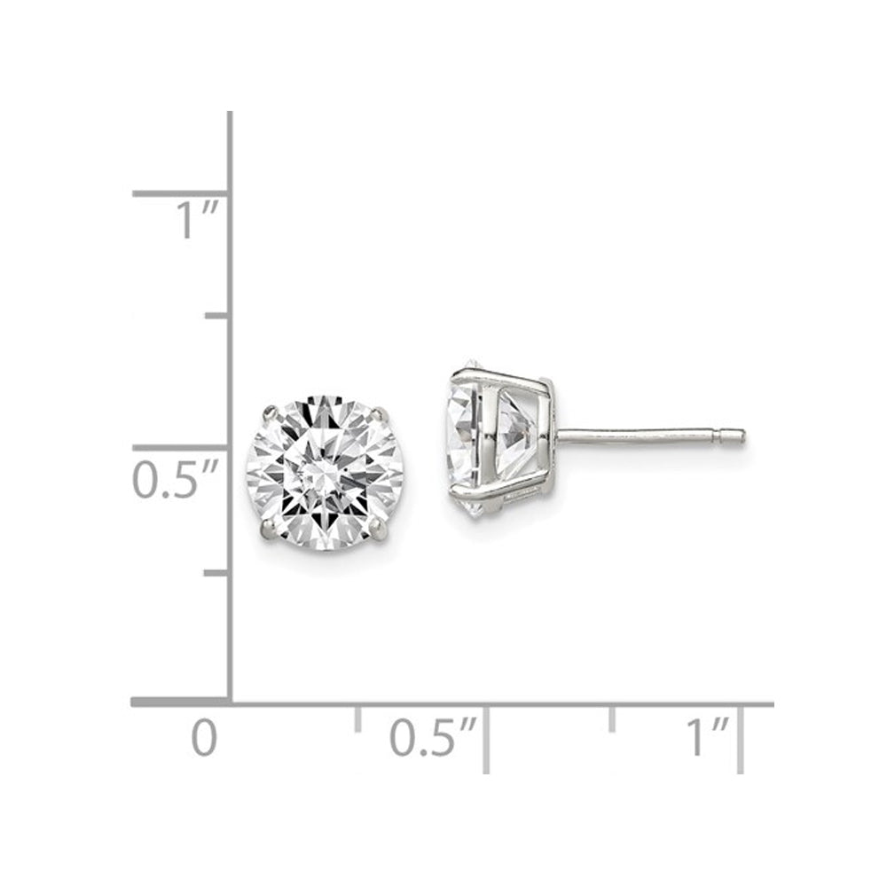 4.00 Carat (ctw) Cubic Zirconia (CZ) (CZ) Solitaire Stud Earrings in Sterling Silver Image 3