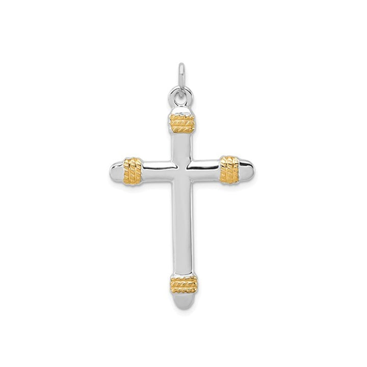 Cross Pendant Necklace in Sterling Silver with 18K Gold Plating with Chain Image 4